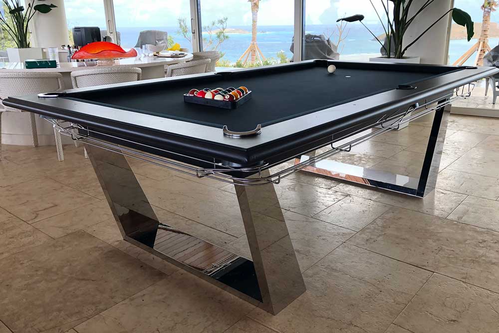 Modern commercial pool table in resort hotel common area | R&R Commercial Game Tables