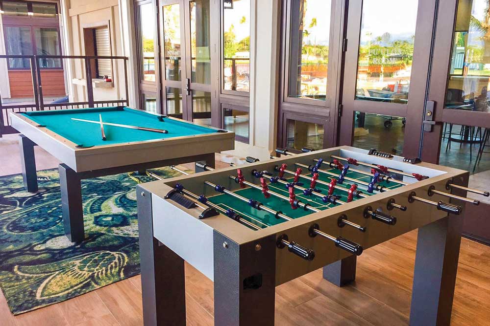 Commercial outdoor pool table and commercial foosball table | R&R Commercial Game Tables